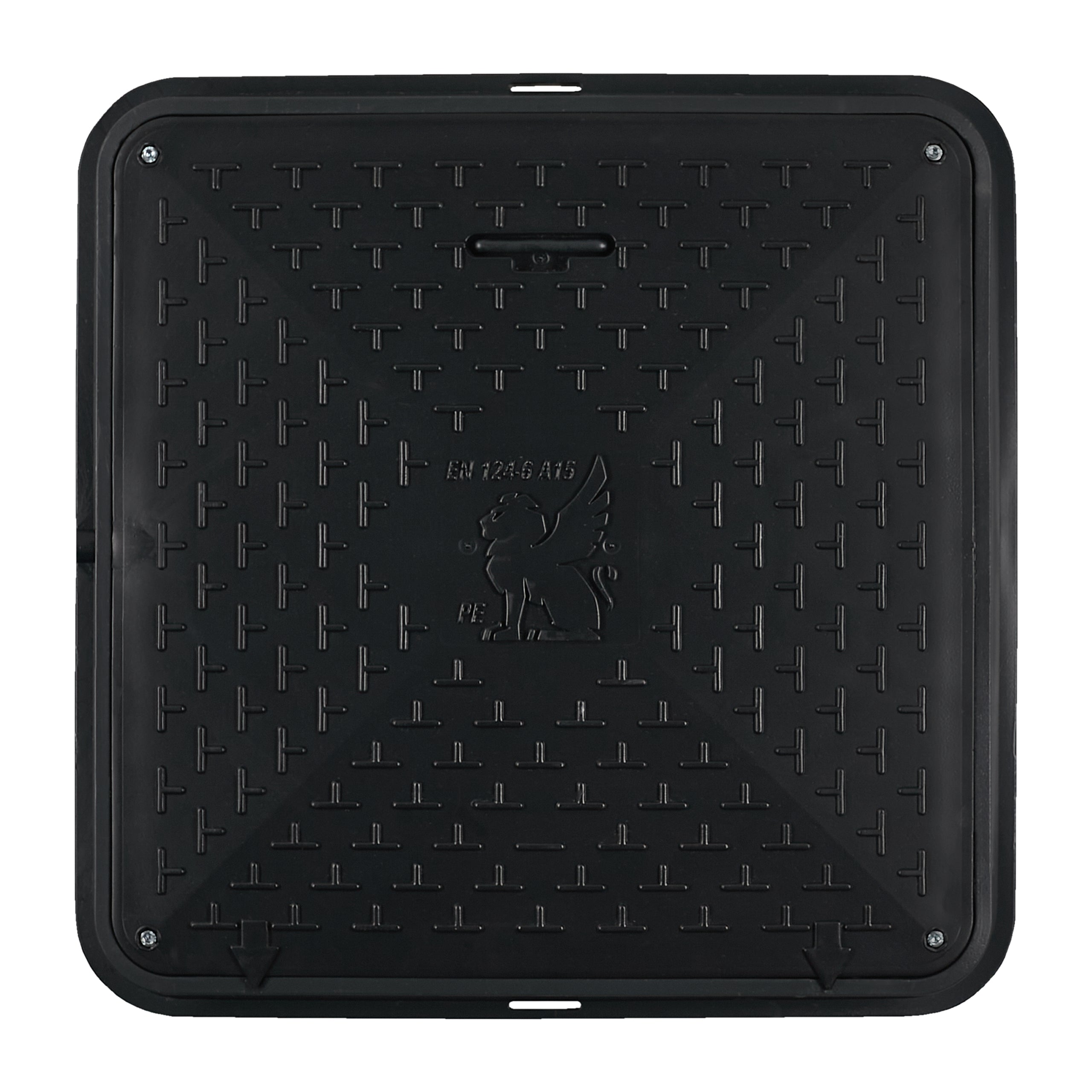 Schachtabdeckung DN720/600 BabylonPlast™ A15 quadratisch mit Schloss Schwarz