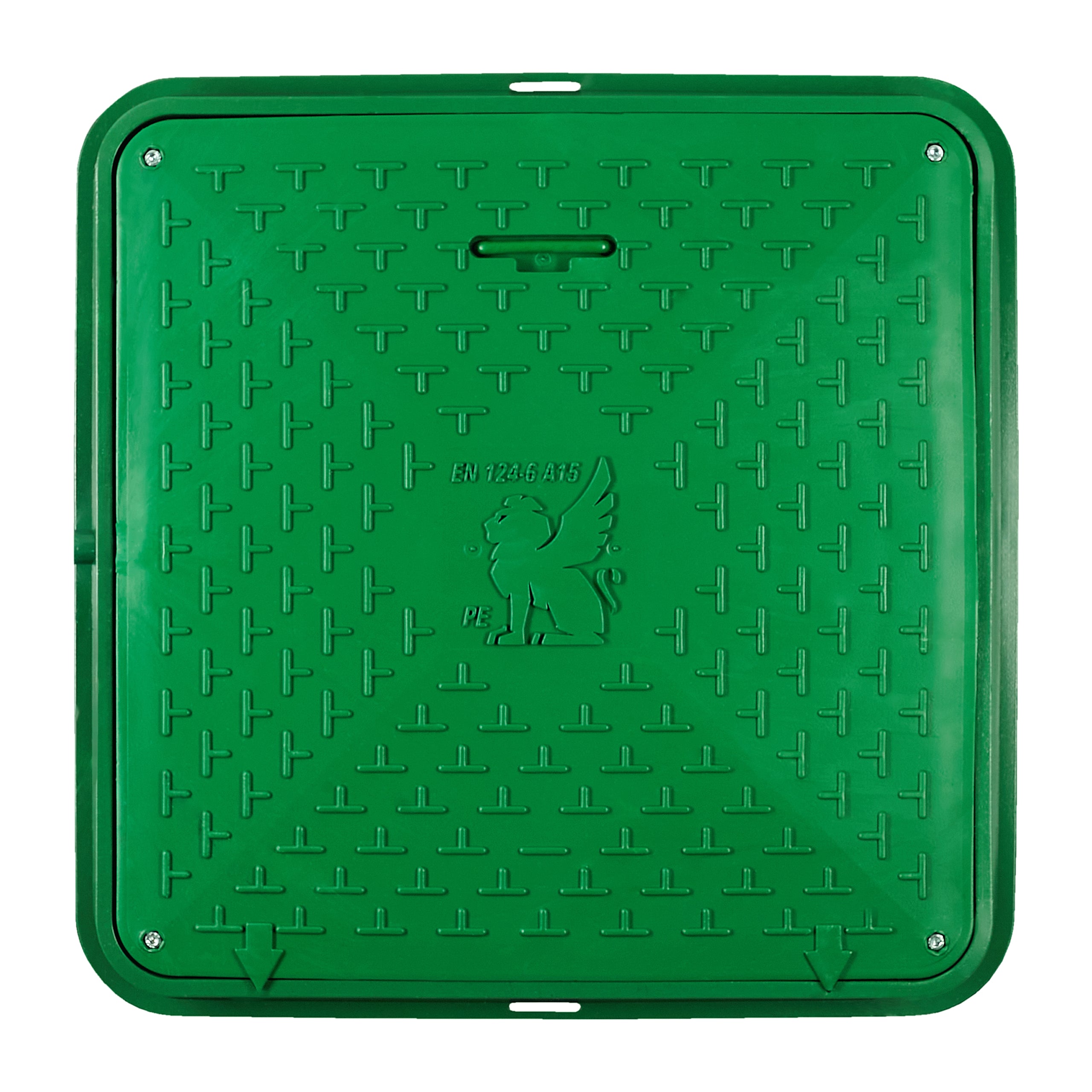 Schachtabdeckung DN720/600 BabylonPlast™ A15 quadratisch mit Schloss Grün