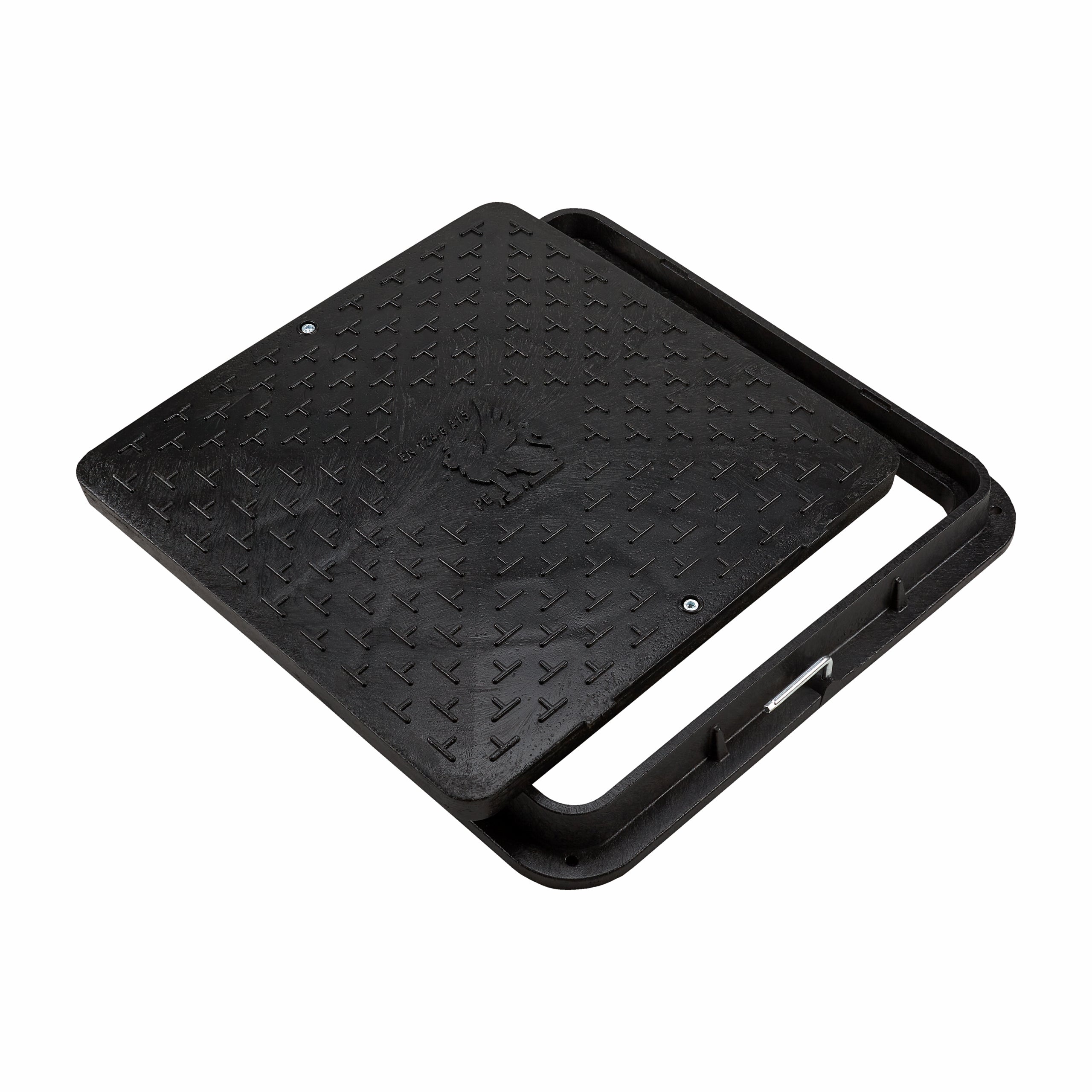 Schachtabdeckung DN710/600 BabylonPlast™ A15 quadratisch mit Schloss Schwarz