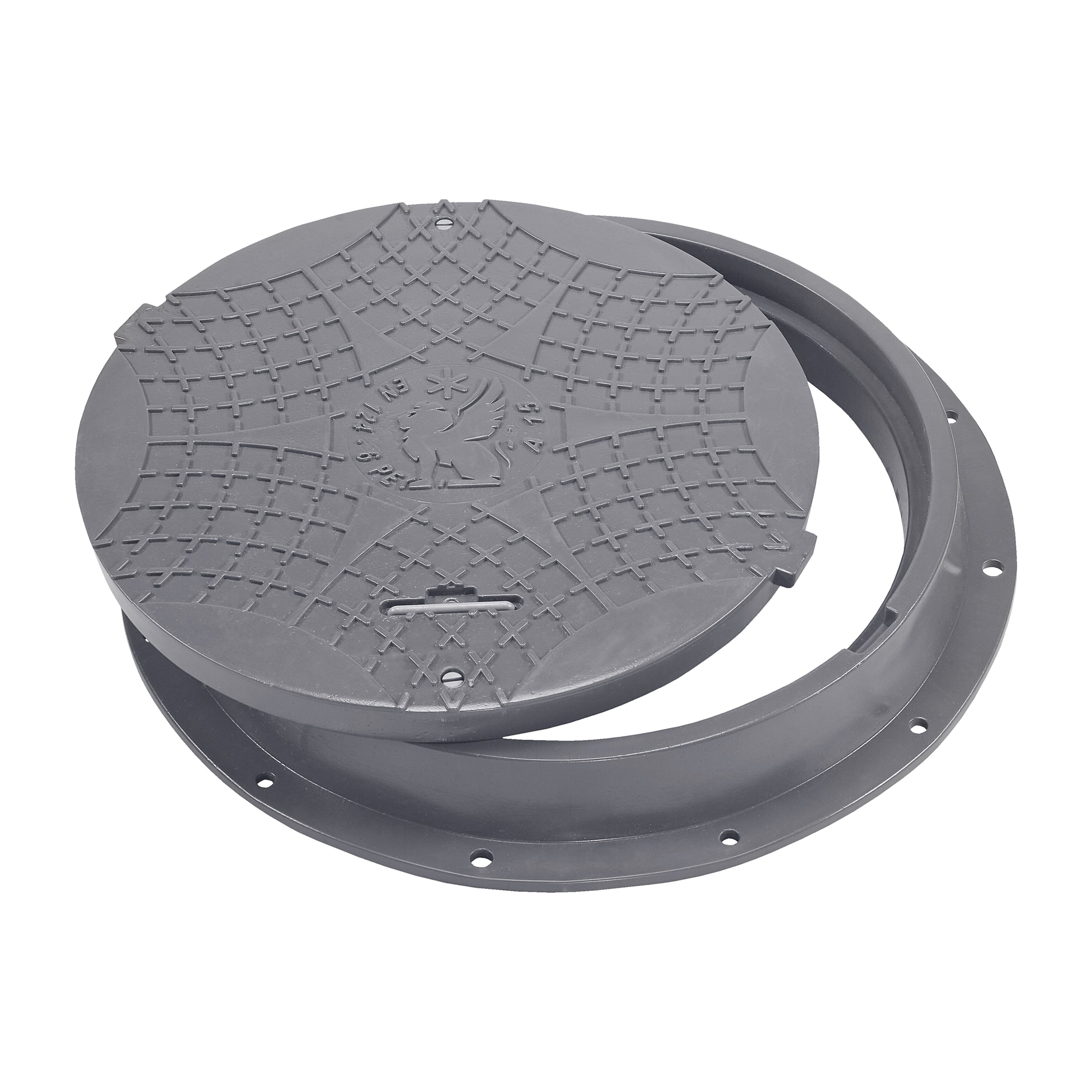 Schachtabdeckung DN600/800 BabylonPlast™ A15 Mit Schloss Grau