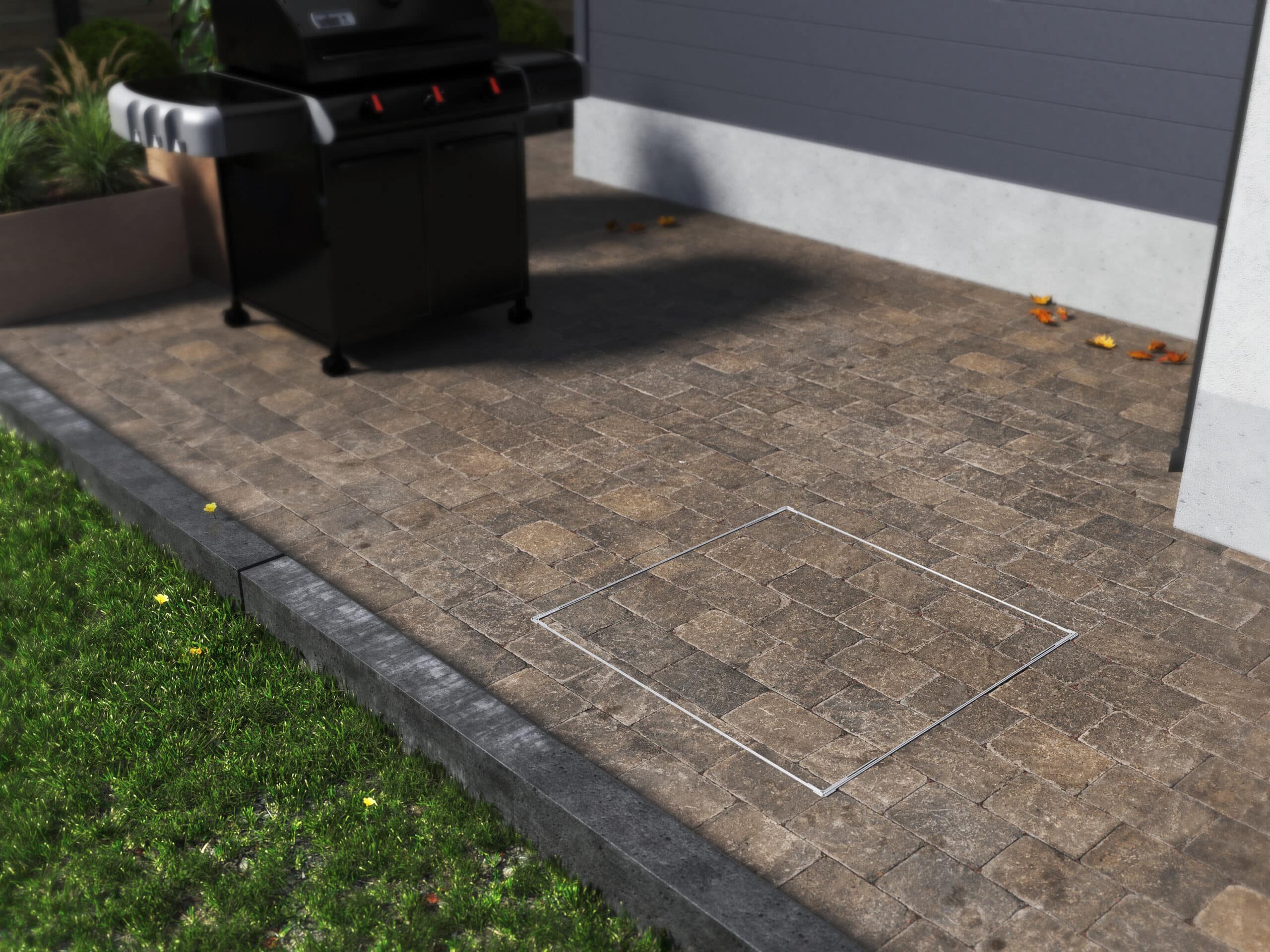 Stainless steel access cover with gas springs 1000×1000 mm