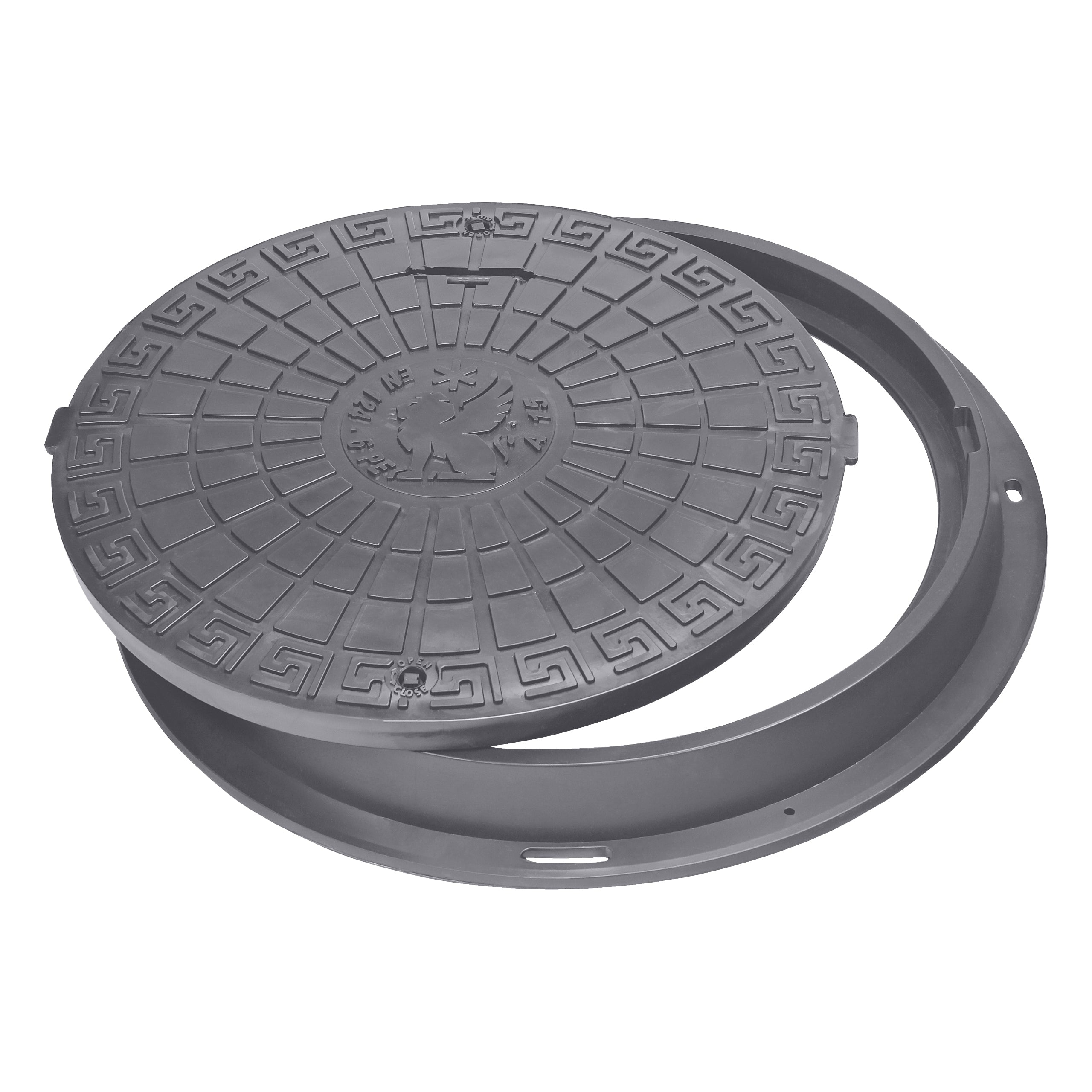 Schachtabdeckung DN600/780 BabylonPlast™ A15 Mit Schloss Grau