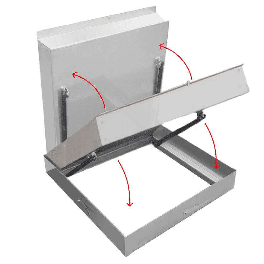 Stainless steel access cover with gas springs 1000×1000 mm