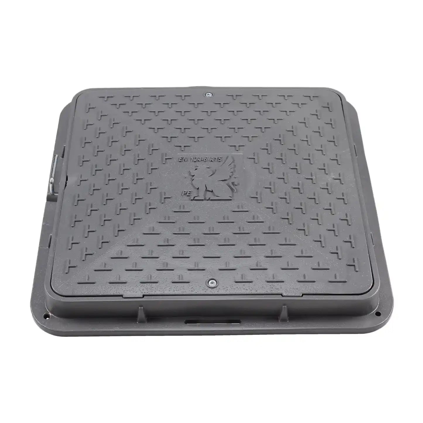Schachtabdeckung DN710/600 BabylonPlast™ A15 quadratisch mit Schloss Grau