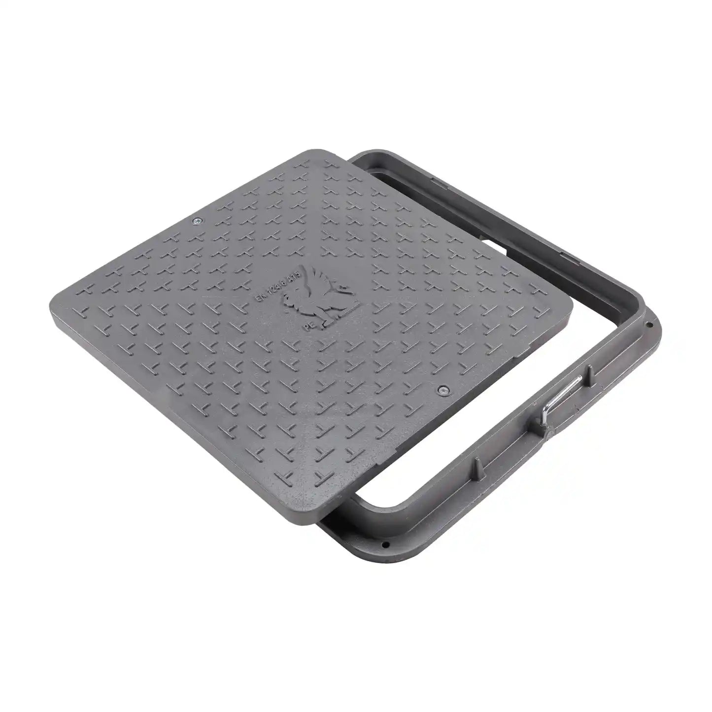 Schachtabdeckung DN710/600 BabylonPlast™ A15 quadratisch mit Schloss Grau