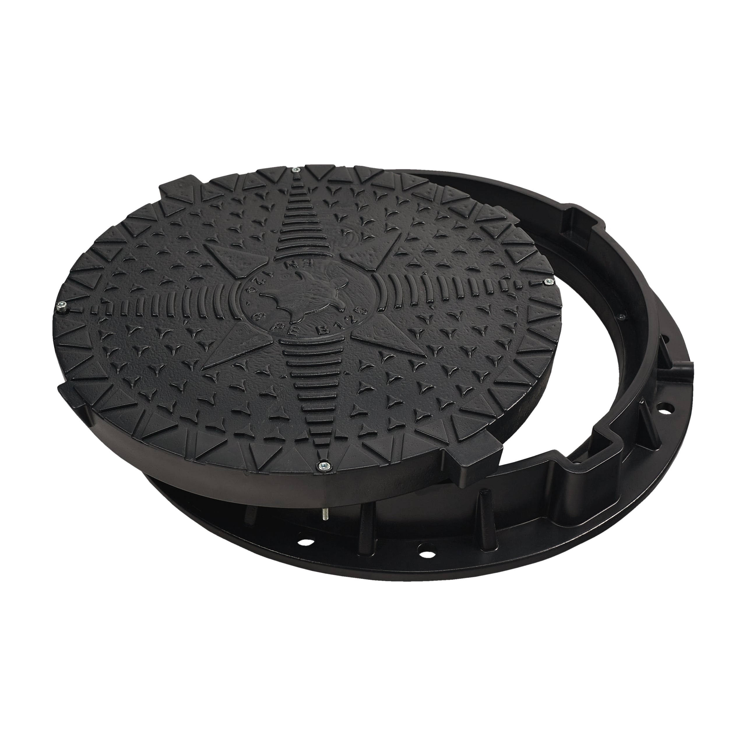 Schachtabdeckung DN600/800 B125 BabylonPlast™ 125 kN Mit Schloss Schwarz