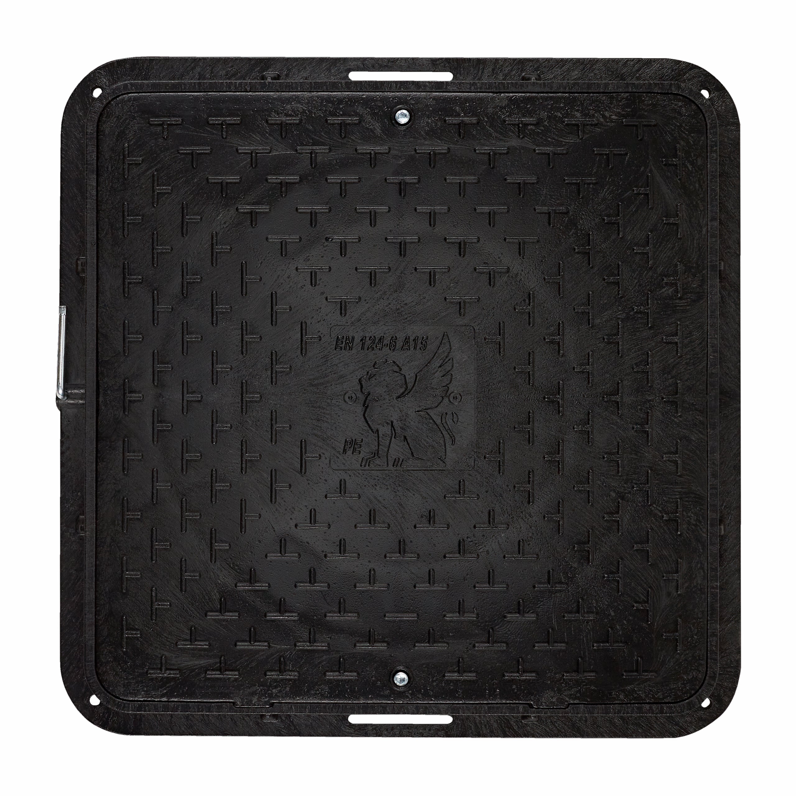 Schachtabdeckung DN710/600 BabylonPlast™ A15 quadratisch mit Schloss Schwarz
