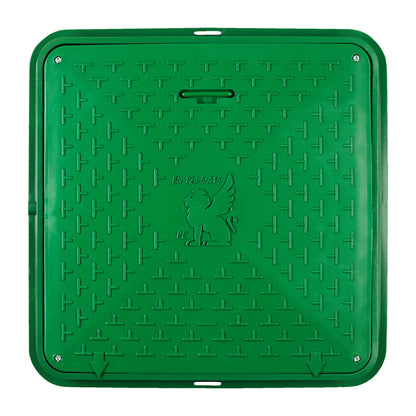 Schachtabdeckung DN720/600 BabylonPlast™ A15 quadratisch mit Schloss Grün