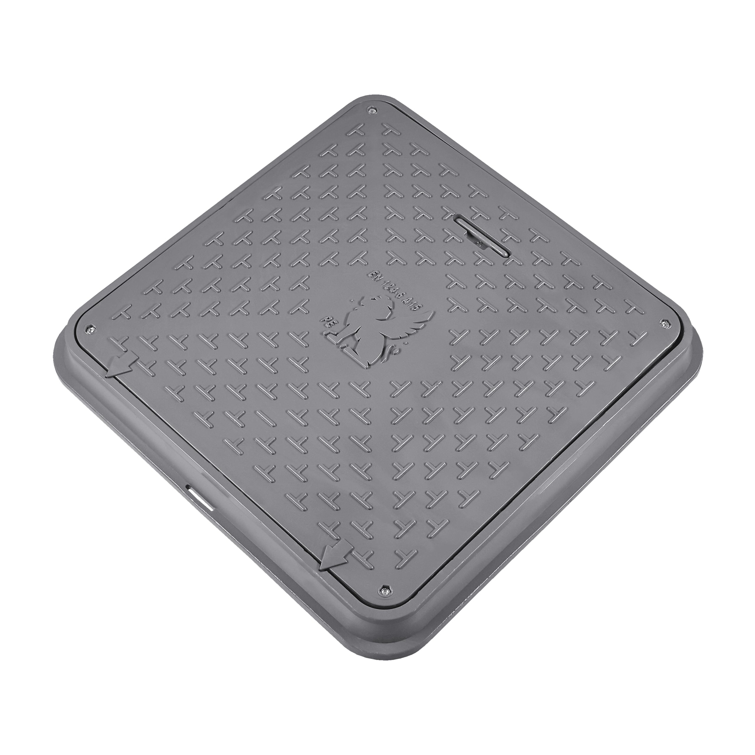 Schachtabdeckung DN720/600 BabylonPlast™ A15 quadratisch mit Schloss Grau