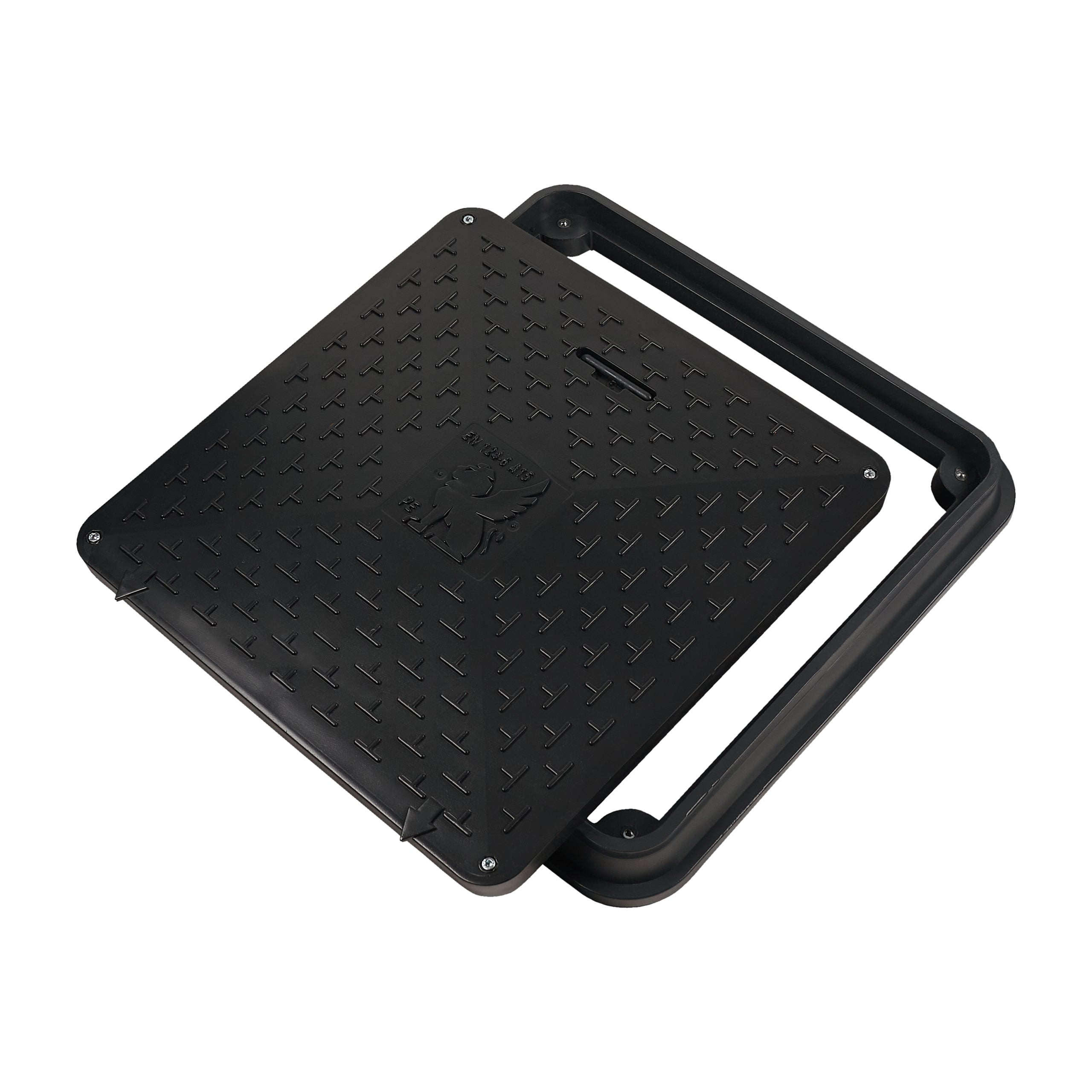 Schachtabdeckung DN720/600 BabylonPlast™ A15 quadratisch mit Schloss Schwarz