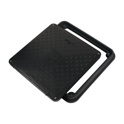 Schachtabdeckung DN720/600 BabylonPlast™ A15 quadratisch mit Schloss Schwarz