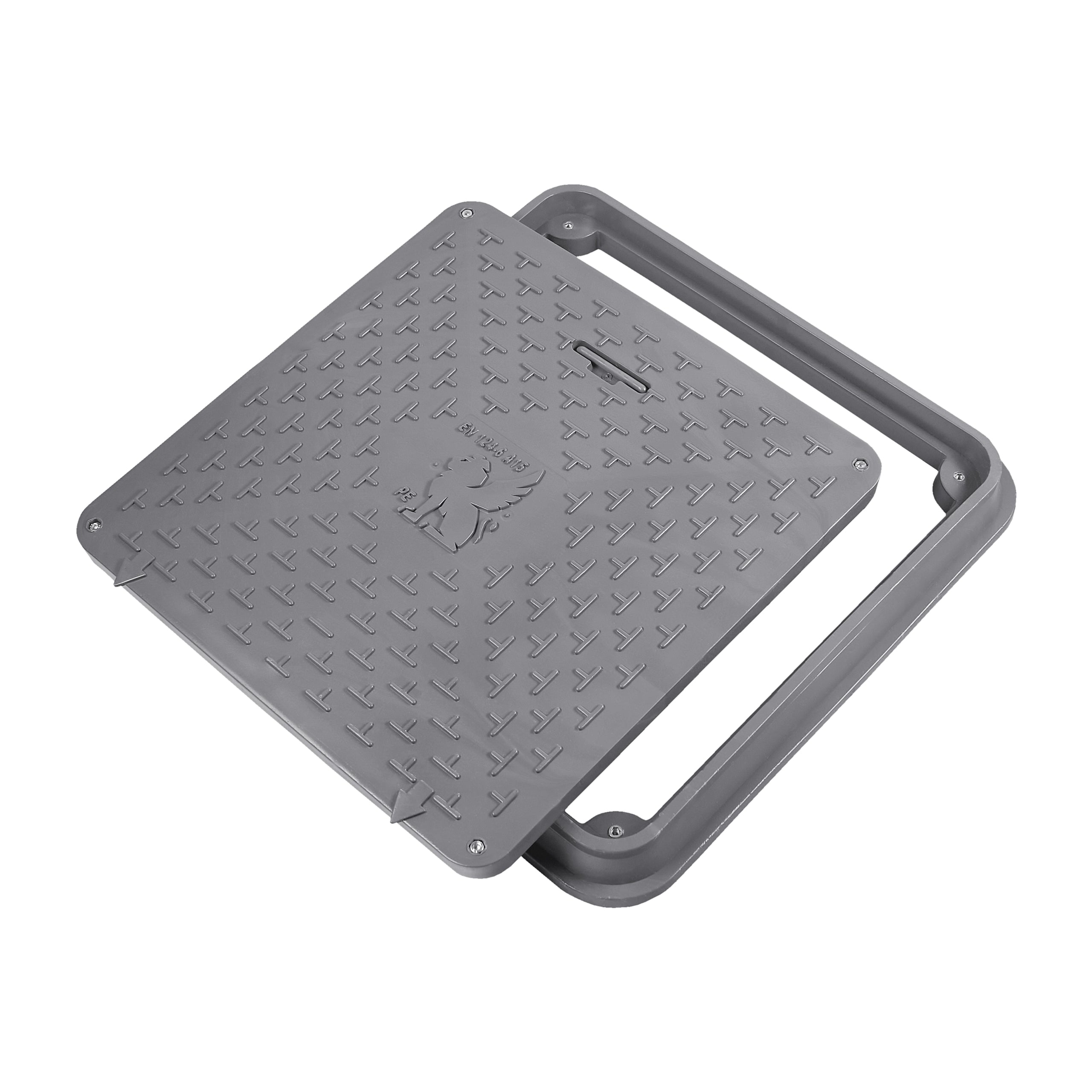 Schachtabdeckung DN720/600 BabylonPlast™ A15 quadratisch mit Schloss Grau