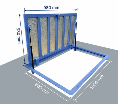 Bodenluke Schachtabdeckung 60 x 100 cm Wasserdicht