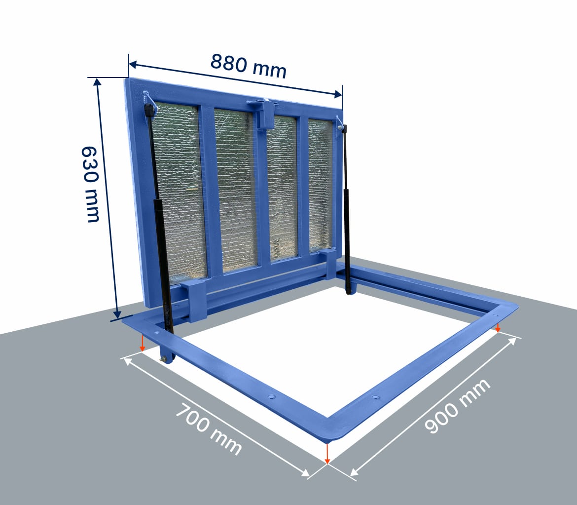 Bodenluke Schachtabdeckung 70 x 90 cm Wasserdicht